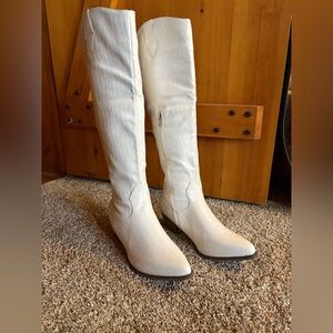 White Knee-High Cowgirl Boots